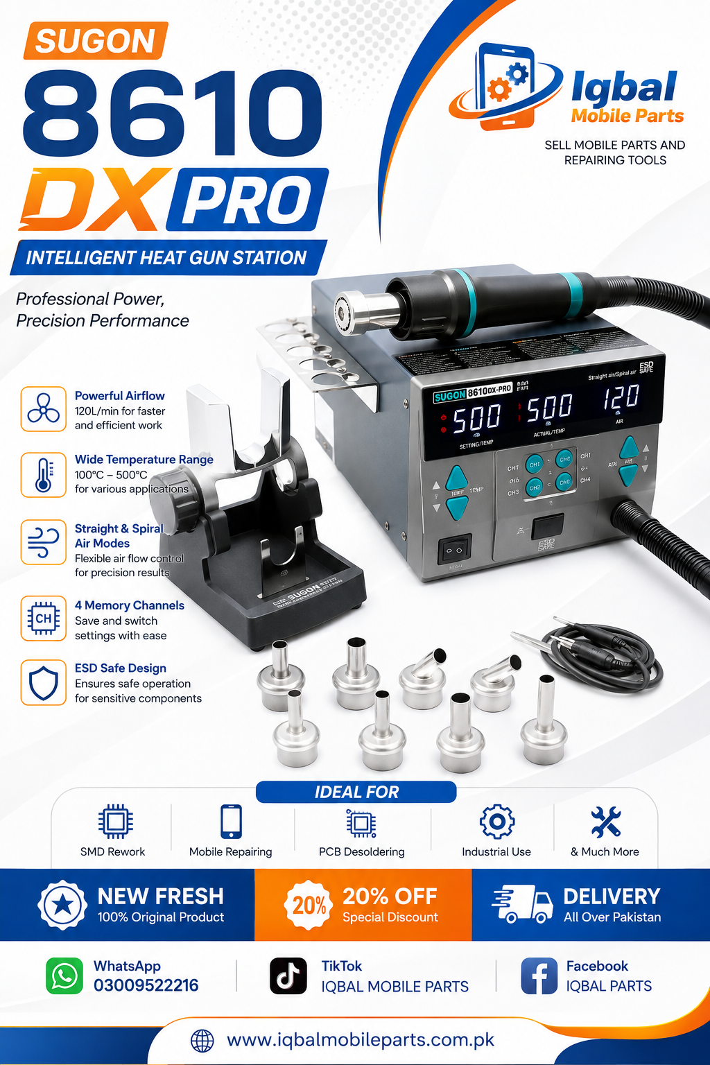 1DA94EFB-E621-43A0-97FA-BEDFB241C526 SUGON 8610DX 1000W Hot Air Rework Station LED Display Lead-Free Heat Gun Microcomputer Temperature With Adjustable 5nozzle - Image 1