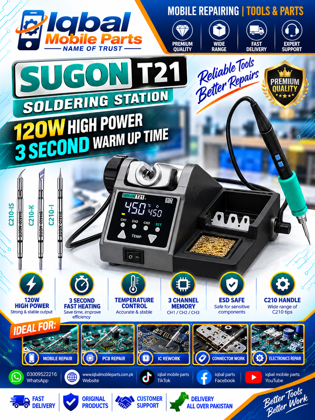 C1F2F659-EB6C-4ADF-B5F5-D41E170D3A92 SUGON T21 Soldering Station Compatible Original Soldering Iron Tip Temperature Welding Rework Station 210/245/115 Dual Handle Control - Image 1
