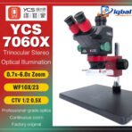 YCS 7060X Trinocular Wide Angle Microscope FOR Mobile Phone Motherboard Chip CPU Repair Tool 0.7X-6.0X Magnification