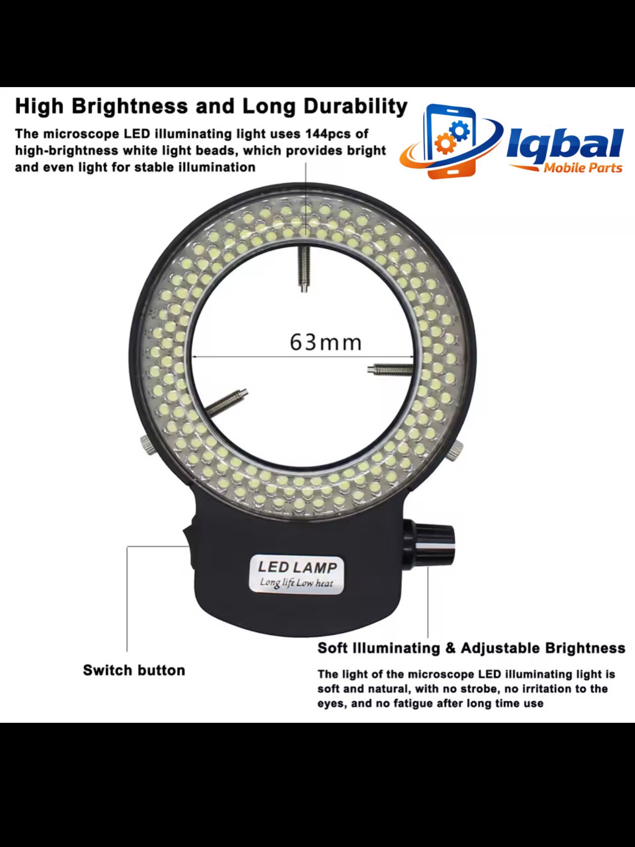 02E29535-5B03-4EBB-BA32-7367E4FC2172 Kaisi 144 LED Ring Light illuminator Lamp For Industry Stereo Trinocular Microscope Video Camera Lens Magnifier 110V 220V - Image 1