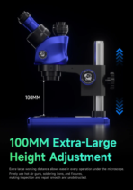 MECHANIC 6558 Elite Trinocular Stereo Microscope, 6.5X-58X Zoom, 100mm Large Working Distance, for PCB Repair & Micro Soldering - Image 2