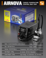 MECHANIC AIRNOVA 1200W Hot Air Gun Curved Temperature Control BGA Rework Station for Mobile Phone/Laptop motherboard CPU BGA IC soldering - Image 3