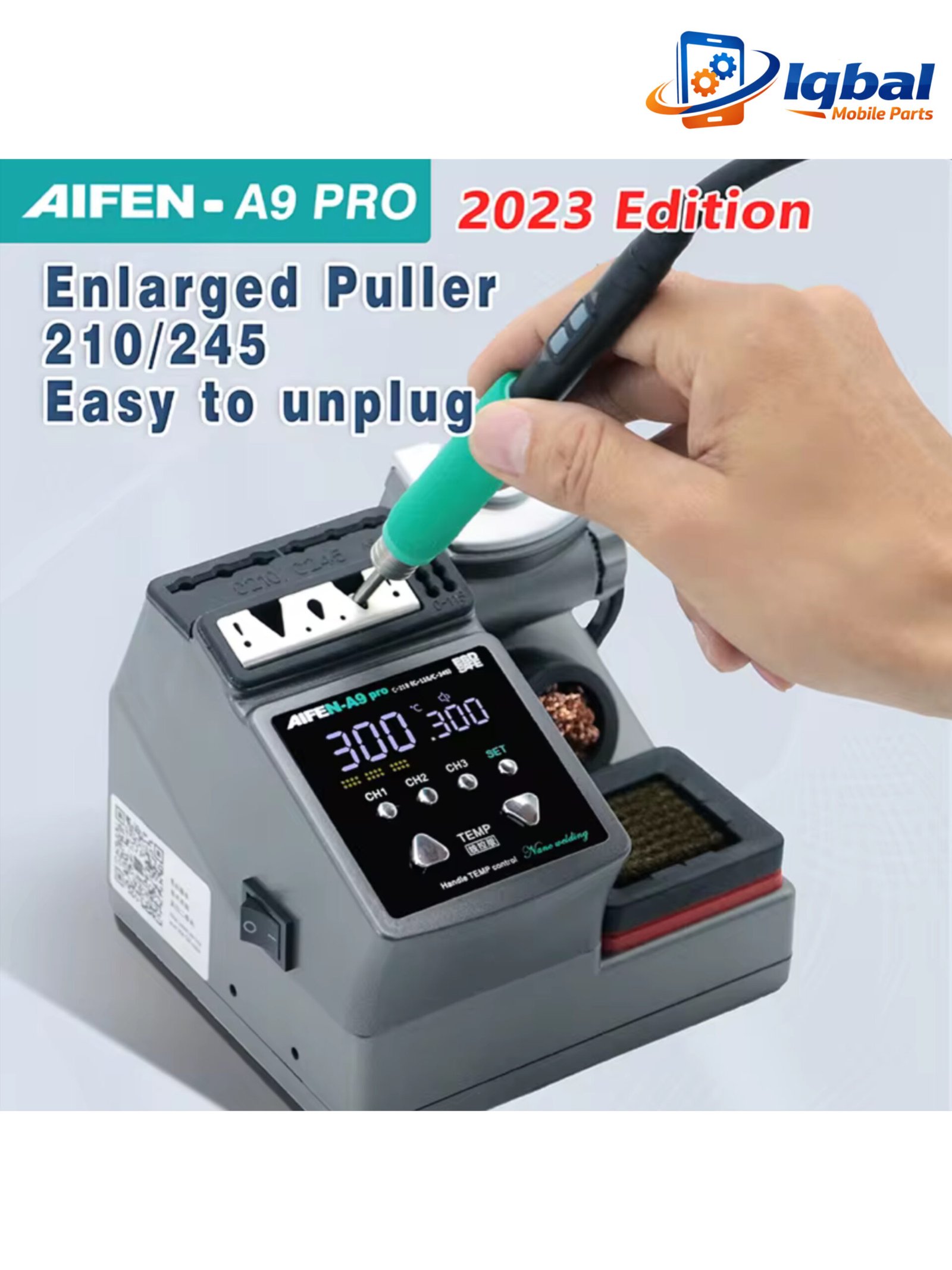 2E147BE2-F9EE-41A0-A8FD-AB8EE801BA7D AIFEN–A9PRO Station de travail de soudage électronique,Compatible pointes de fer à souder C210 C245 C115, poignée sans plomb - Image 1
