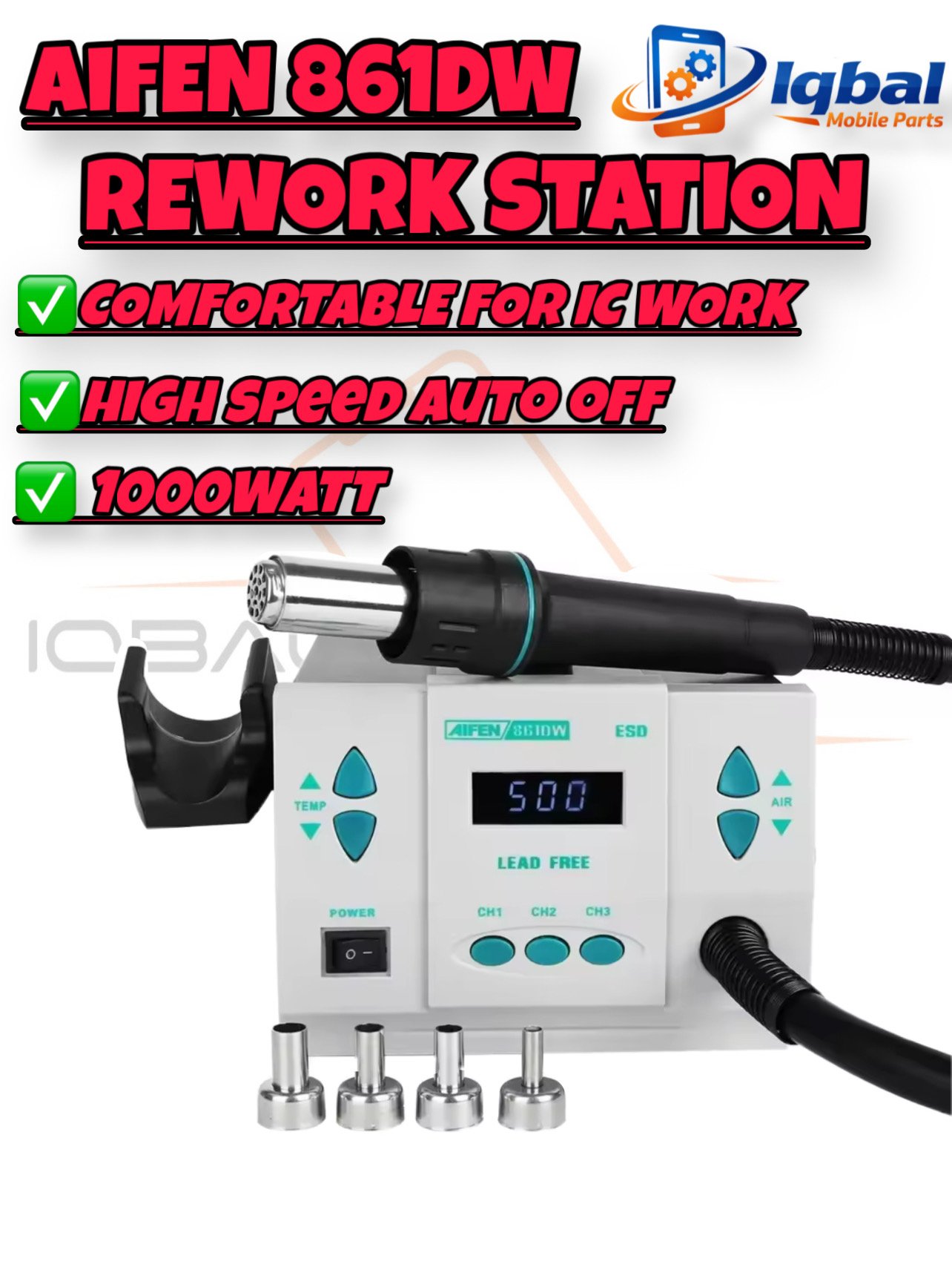 60CE4CF0-8C2F-456B-A06B-3EE43A7AE974 AIFEN 861DW Hot Air Rework Soldering Station Welding for Phone PCB Board Heating Fast With Intelligent Digital Display - Image 1