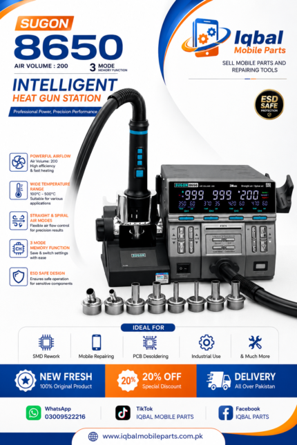 SUGON 8650 1300W Hot Air Rework Station 3 Mode Digital Display Intelligent BGA Rework Station For BGA PCB Chip Repair Tool