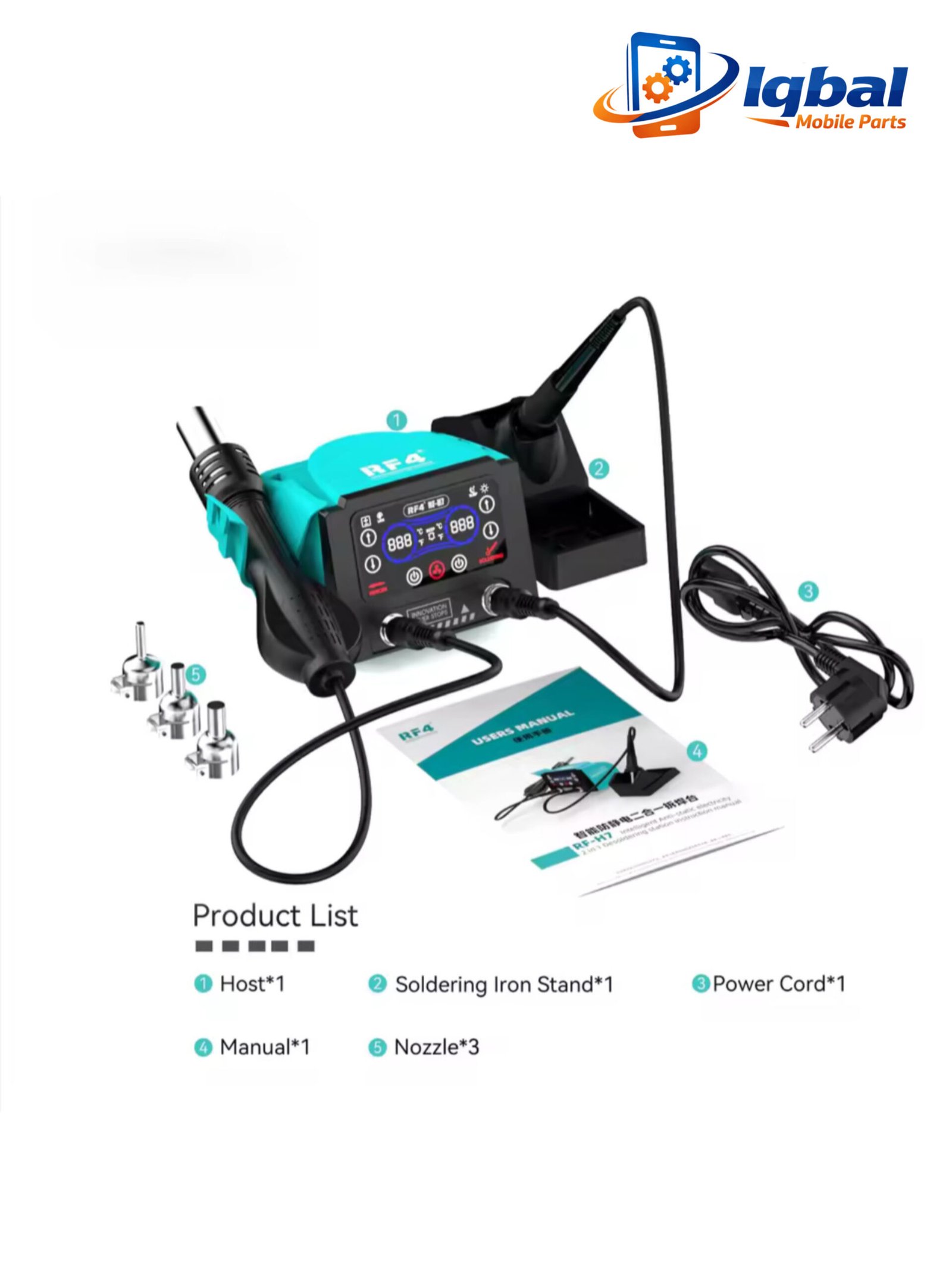 FB6687C9-B459-4BAE-972F-A375DA7596E0 RF4 RF-H7 Dual Station Soldering Station 500W Hot Air Gun Disassembly Soldering Station Mobile Phone BGA Motherboard Repair - Image 1