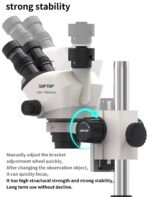 SZM-7O60Ultra Trinocular Microscope 7-60X head Three eye observation head, tilted at 45 o, continuous zoom objective lens 0.7-6x Pupillary distance adjustment range: 55mm-75mm, with an internal interlock - Image 3