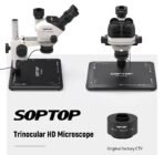 SZM-7O60Ultra Trinocular Microscope 7-60X head Three eye observation head, tilted at 45 o, continuous zoom objective lens 0.7-6x Pupillary distance adjustment range: 55mm-75mm, with an internal interlock - Image 2