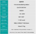 Oriainal 1000W QUICK 861DW heat gun lead-free hot air soldering station The microcomputer temperature Hot Air Rework Station with 7pcs nozzles - Image 2