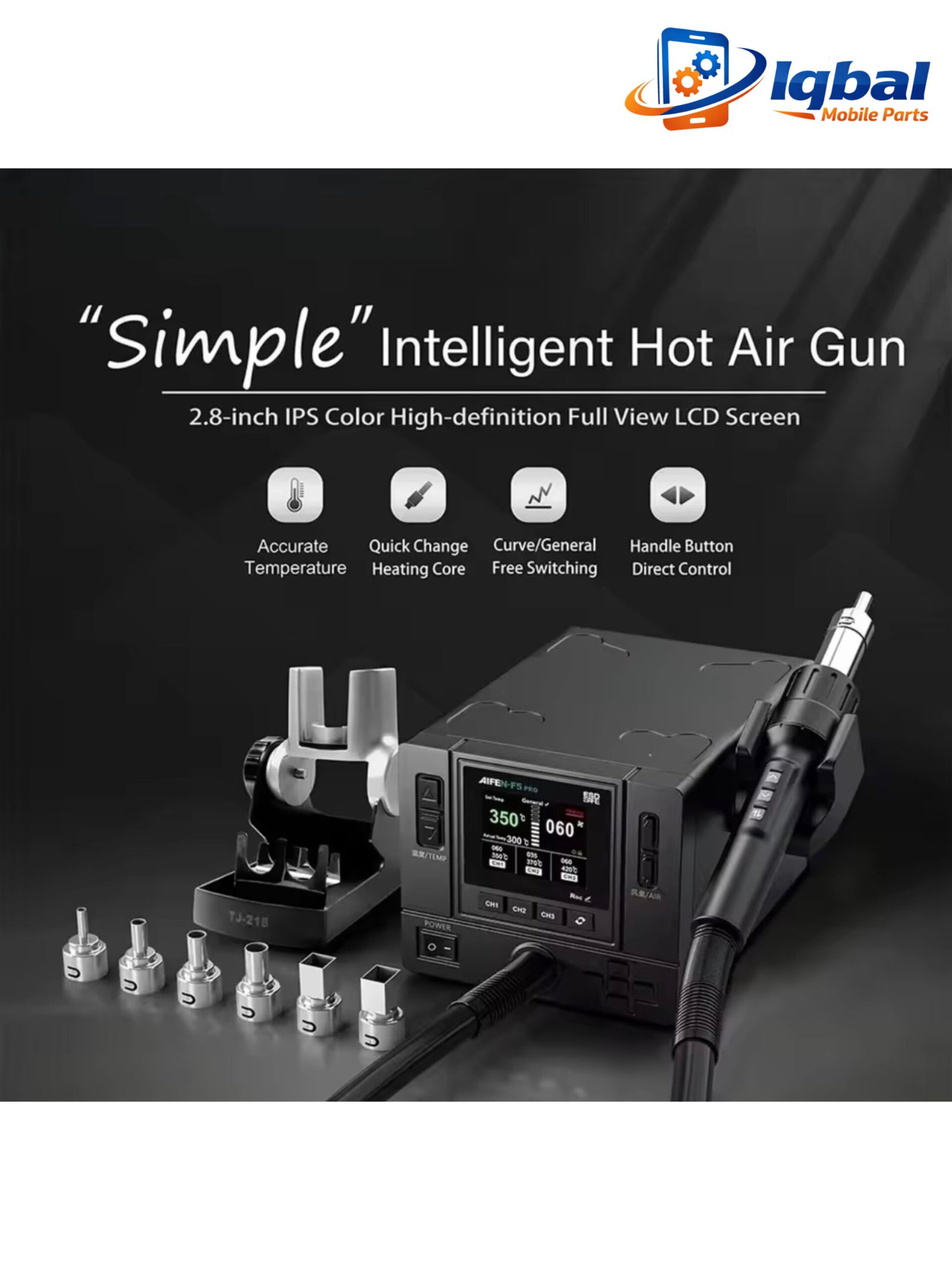 E9D81772-C27B-4C7A-888E-BC5ECB15747E AIFEN F5PRO 1000W Hot Air Rework Station Industrial-Grade Hot AirAI Gun Electronics Soldering Station BGA SMD PCB Heat Gun Tools - Image 1