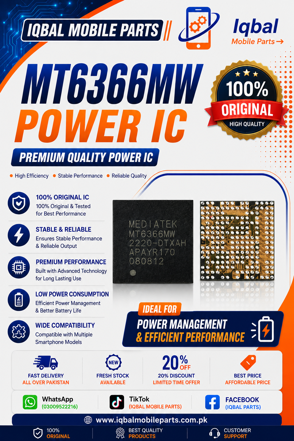 62D4E1A8-5F48-4CA0-ABDC-4925E78DA502 MT6366MW POWER IC - Image 1