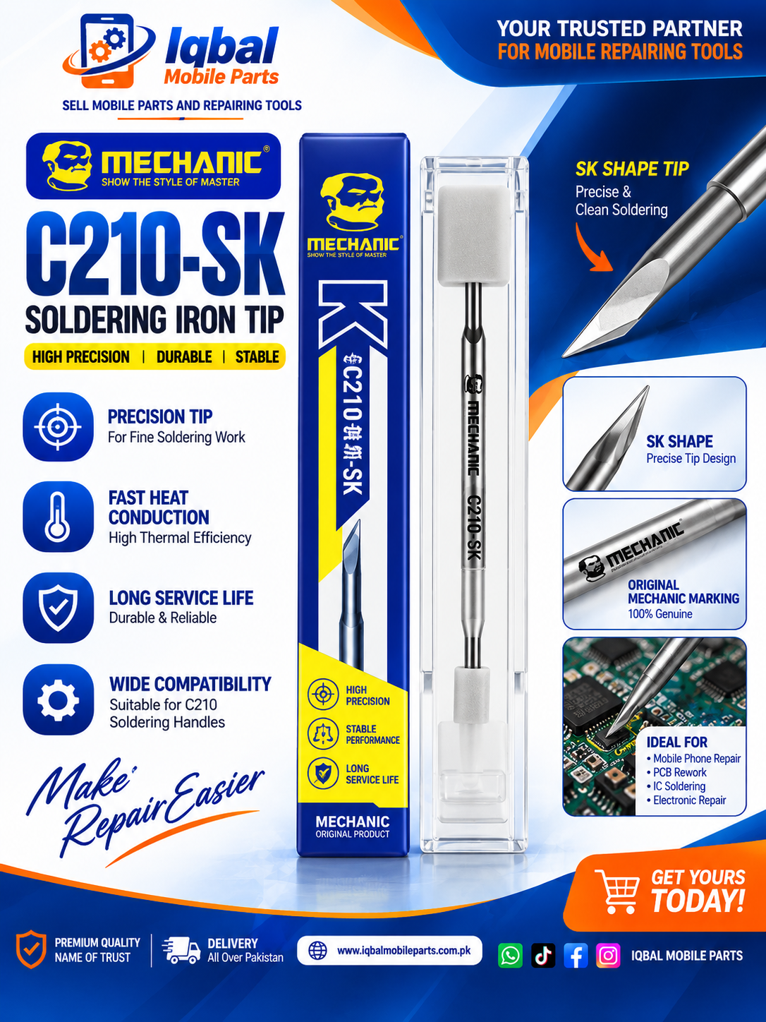 26C184B4-3D00-4C7B-986E-75486581F0A5 C210 SK Mechanic (ORIGINAL) Soldering Iron Tip - Image 1