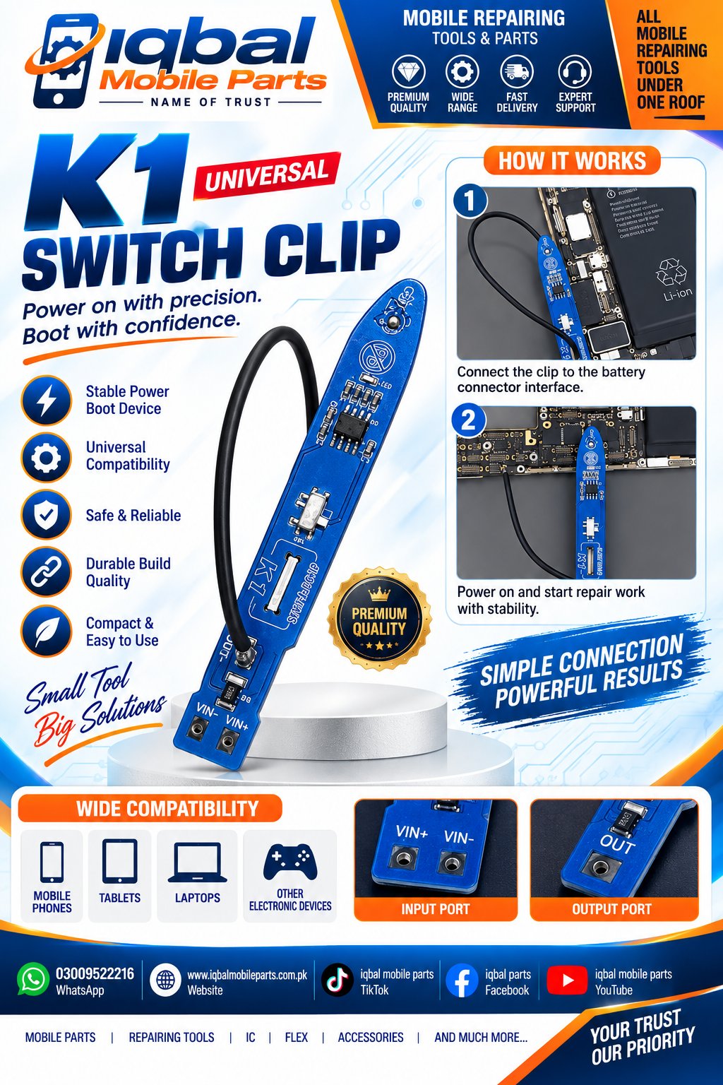 491C6133-25E3-45D1-8635-527C31345CA0 K1 Universal Dual Mode Power On Tool Switch Clip for Mobile Motherboard Testing iPhone Android - Image 1