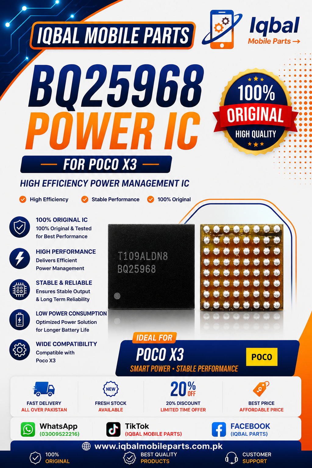 5EF21178-8C61-4368-BAF3-7370D36BB33C BQ25968 POWER IC FOR POCO X3 - Image 1