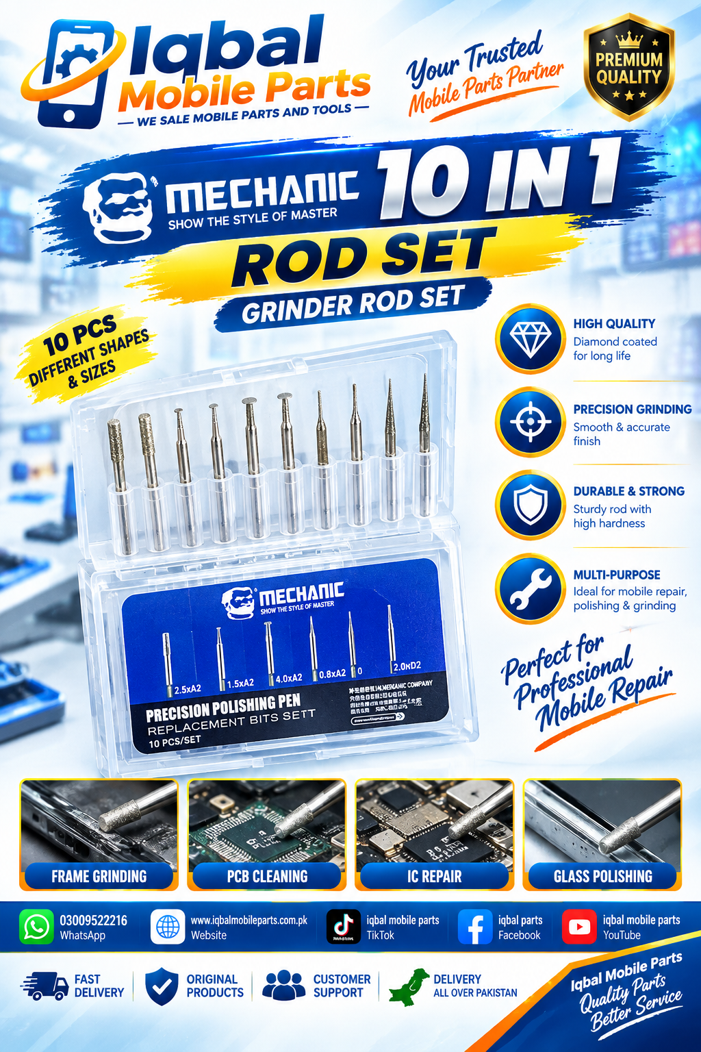 B8E1B3DF-625E-4699-8791-8304036D455D MECHANIC 10 IN 1 DRILL ROD SET - Image 1